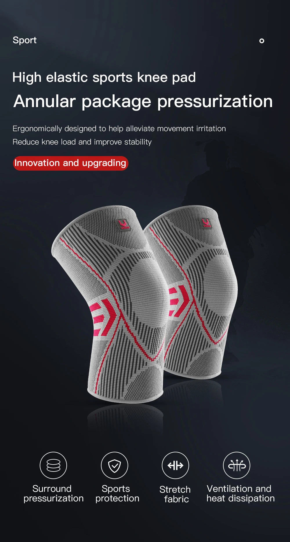 1 PCS Kyncilor Knee Brace Elastic Fitness Basketball Volleyball Running Cycling Daily Sports Nylon Sports Compression Knee Brace