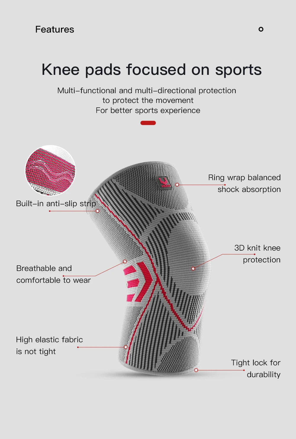 1 PCS Kyncilor Knee Brace Elastic Fitness Basketball Volleyball Running Cycling Daily Sports Nylon Sports Compression Knee Brace
