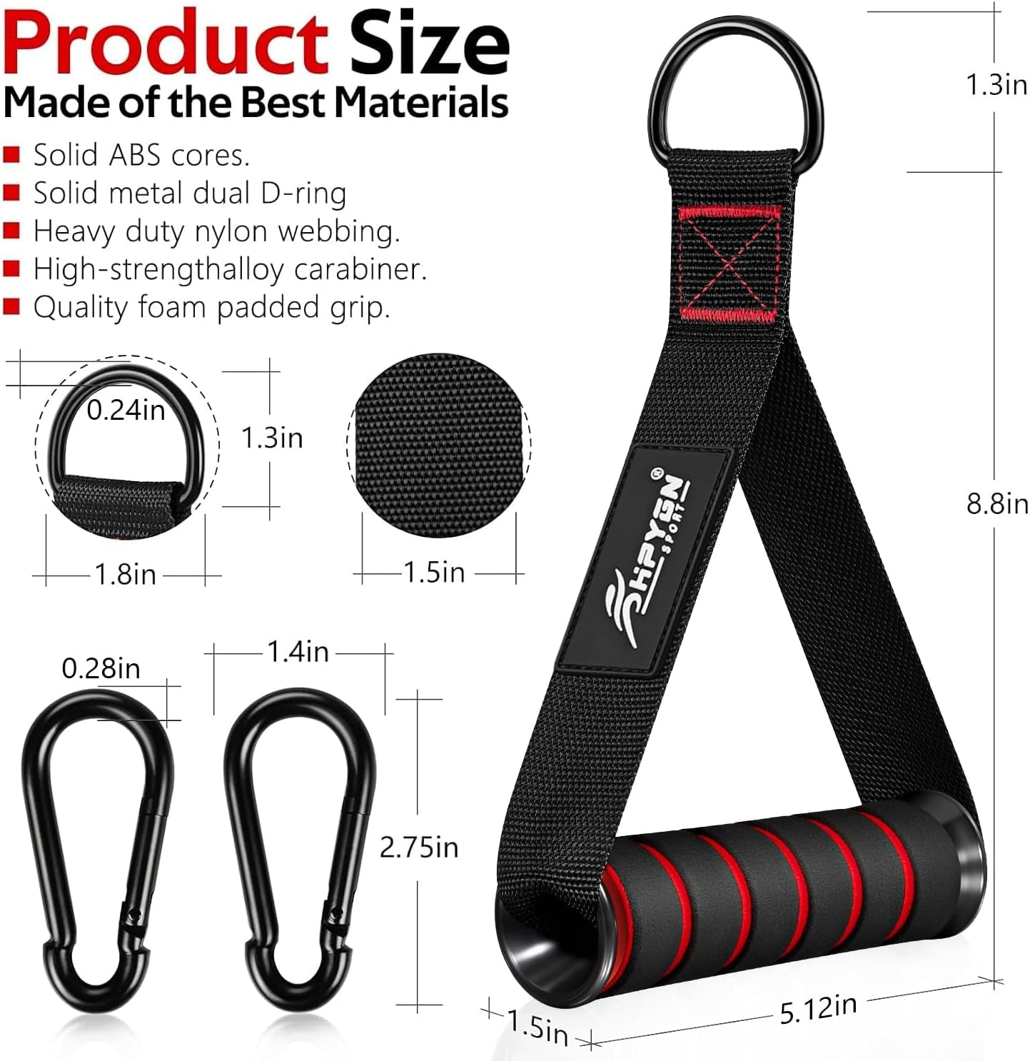 Exercise Handle, Replacement Fitness Equipment for Pilates, Yoga, Strength Trainer, Pull down Home Gym Red, Grey, Blue Working Out Handle