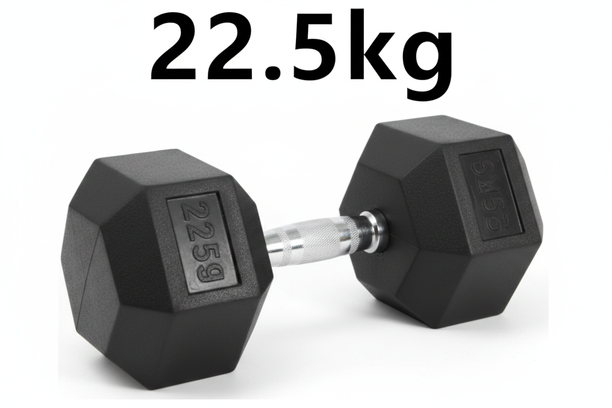 HexGrip Rubber-Coated Fixed Dumbbell 22.5kg