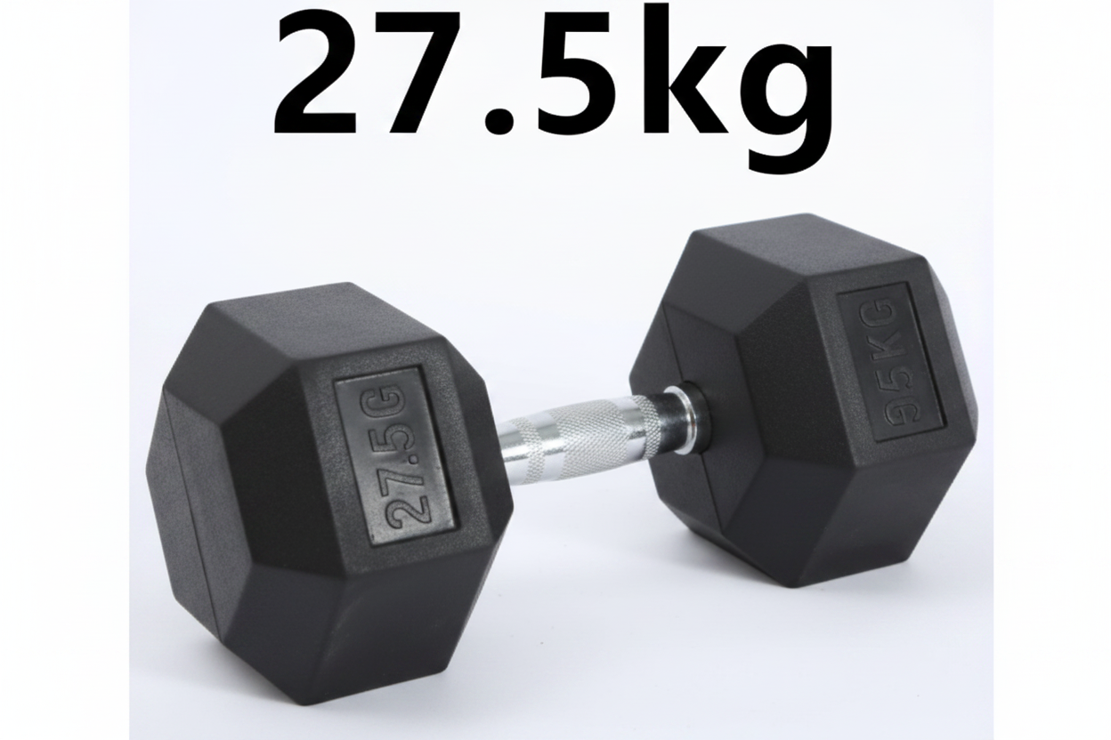 HexGrip Rubber-Coated Fixed Dumbbell 27.5kg